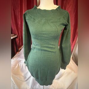 Green Long Sleeve Knit Dress
